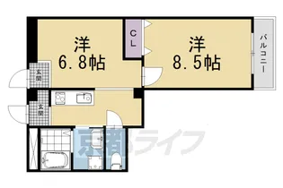 西大路御池ハイツ・イチキ【2階】の間取り
