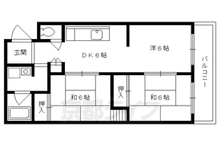 京都府京都市北区西賀茂柿ノ木町【マンション】の間取り