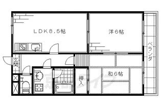 京都府京都市伏見区竹田真幡木町【マンション】の間取り