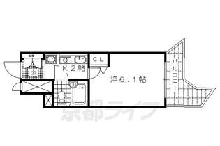 DETOM−1二条城南【601号室】の間取り