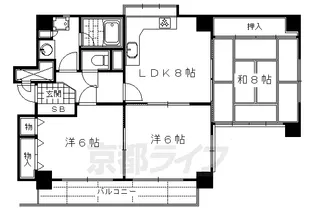 ノバカネイチ富小路【6階】の間取り