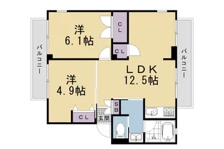 グレースフル御所【201号室】の間取り