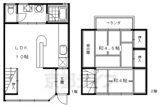 京都府京都市下京区高倉通高辻下る葛籠屋町【テラスハウス】の間取り