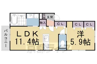 ルーミナス小堀【A202号室】の間取り