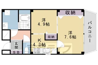 アマデウス西洞院【202号室】の間取り
