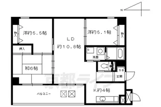 京都府京都市下京区松原通富小路東入ル松原中之町【マンション】の間取り