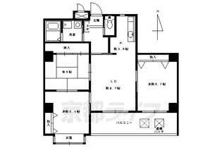 京都府京都市下京区松原通富小路東入ル松原中之町【マンション】の間取り
