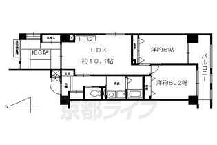 京都府京都市下京区五条通堀川西入柿本町【マンション】の間取り
