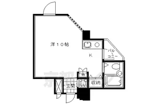 DETOM−1二条城東【307号室】の間取り