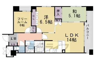 ネバーランド室町通 菊水鉾町ROMAN【306号室】の間取り