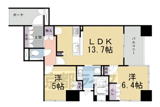 プレティナージュ御池東洞院【302号室】の間取り
