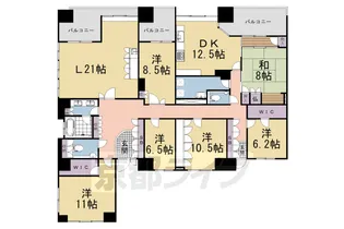 プレティナージュ御池東洞院【13階号室】の間取り