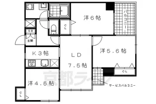 シンフォニー四条河原町【3階】の間取り