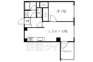 レヴィア北白川【406号室】の間取り