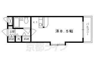 DETOM‐1西陣南【101号室】の間取り
