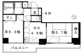 ライオンズマンション京都紫野【401号室】の間取り