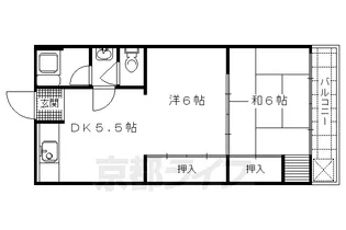 叡峰閣【2-B号室】の間取り