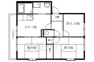 ジュネローザ宝ヶ池【201号室】の間取り