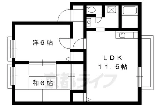 京都府京都市北区大北山原谷乾町【アパート】の間取り