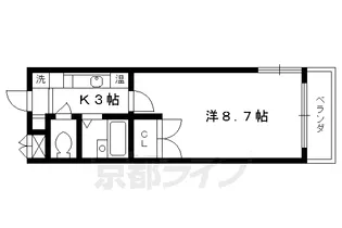 西陣の中【302号室】の間取り
