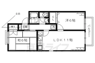 セジュール久宝寺【202号室】の間取り