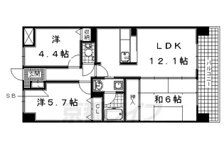 「ライオンズマンション宇治大久保」【4階】の間取り