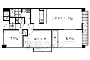京都府宇治市五ヶ庄戸ノ内【マンション】の間取り