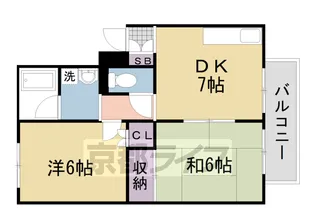 ヴュー深草【106号室】の間取り