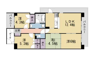 朝日プラザ宇治【431号室】の間取り