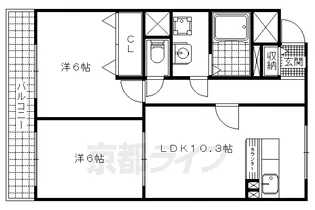 京都府京都市伏見区醍醐御陵東裏町【マンション】の間取り