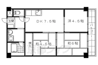 深草サニーハイツ【607号室】の間取り