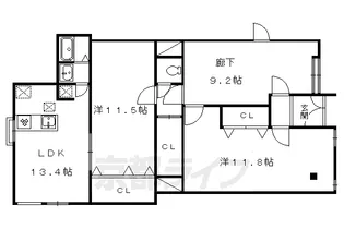 カレッジマンション七瀬川【101号室】の間取り