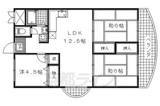 深草西浦住宅【5階】の間取り