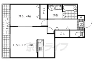 フレーヴァー七瀬川【601号室】の間取り