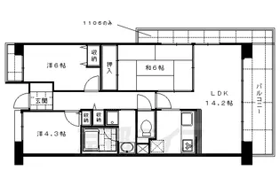 ファミールハイツ京都伏見ステージⅡ【606号室】の間取り