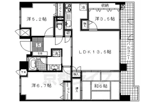 東急ドエルアルス伏見深草【206号室】の間取り