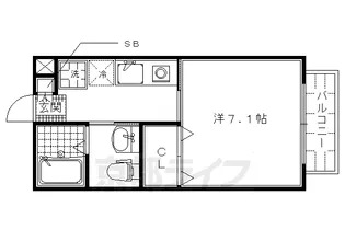ベルリード墨染【102号室】の間取り