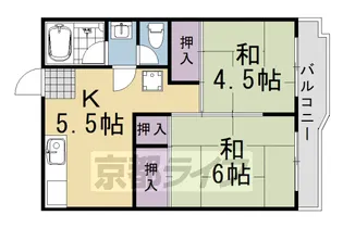 ウエストヒルズ桂【3階】の間取り