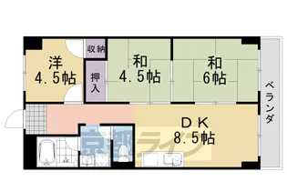 ハイツ桂 B棟【1A号室】の間取り