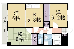京都府京都市西京区牛ヶ瀬奥ノ防町【マンション】の間取り