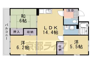 京都府京都市西京区松室荒堀町【マンション】の間取り