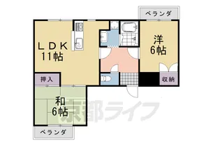 プルーリオン奥ノ坊【206号室】の間取り