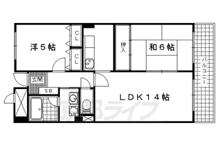 京都府京都市山科区御陵原西町【マンション】の間取り