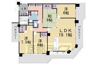 パデシオン山科夢ヶ丘【324号室】の間取り