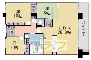 パデシオン山科夢ヶ丘【714号室】の間取り