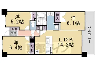 京都府京都市山科区大塚北溝町【マンション】の間取り