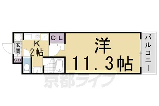 ROOTS二条城南【202号室】の間取り