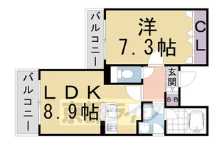 ROOTS二条城南【308号室】の間取り