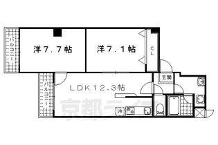 京都府京都市山科区小山西御所町【マンション】の間取り