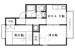 コスミックウイング小栗栖【102号室】の間取り